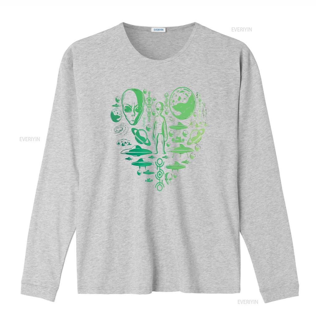 Aliens UFO Enthusiast lovers heart Unisex Women kids Abduction T shirt vintage Washed Top For Everyday Wear Unisex Breathable