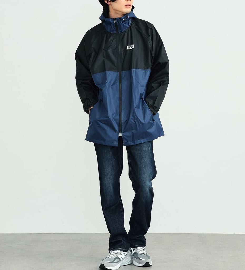 EDWIN Rain Rain L Raincoat, Parka, Gear, Waterproof, Men's, Navy,