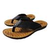 Summer Shoes Men Slippers Flat Genuine Leather Holiday Slippers Brand Mens Flip Flop Non-slip