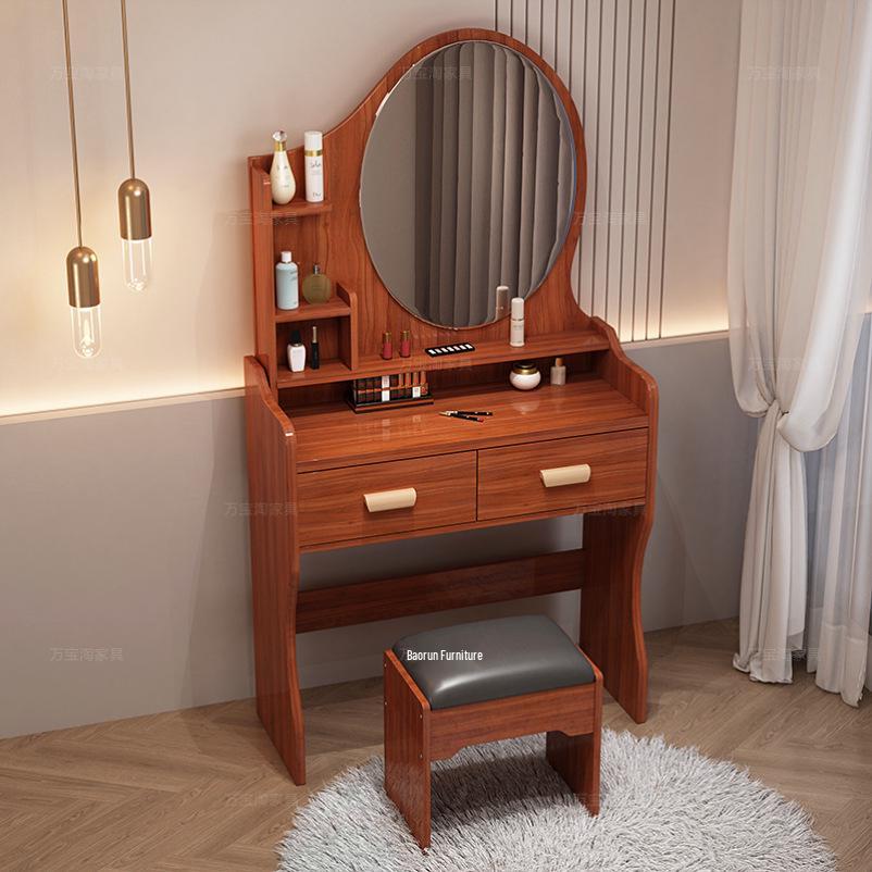 Cream Modern Minimalist Flip-Top Makeup and Storage Table for Bedrooms