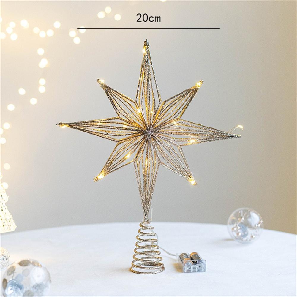 Christmas Tree Toppers Star with LED String Lights Ornaments for Christmas Home Party Decoration Festival Party New Year