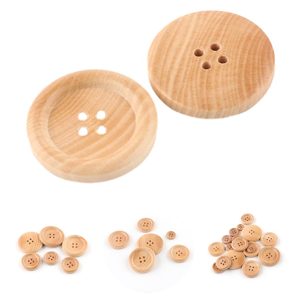 20PCS Natural Wood Tone Round Buttons 4 Holes Each for Sewing DIY Crafts and Garment Embellishment Lightweight and Ready to Use