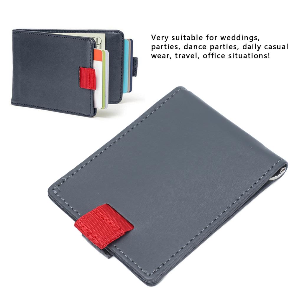 Pull Wallet Light Gray Slim Fashion Leather Pull Out Wallet Dollar Clip Card Package