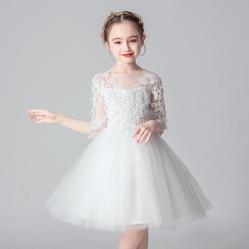 Girls' Puffy Evening Dress - Princess Flower Girl Piano Performance Costume