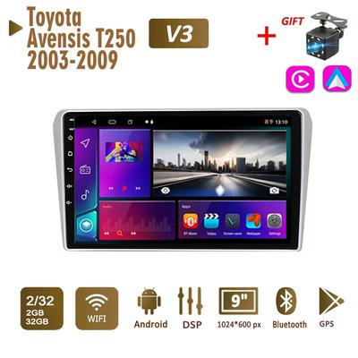 2Din Android Car Radio for Toyota Avensis T250 2 2003-2009 Multimedia Carplay Auto WIFI Head Unit Stereo Navigation 2+32GB