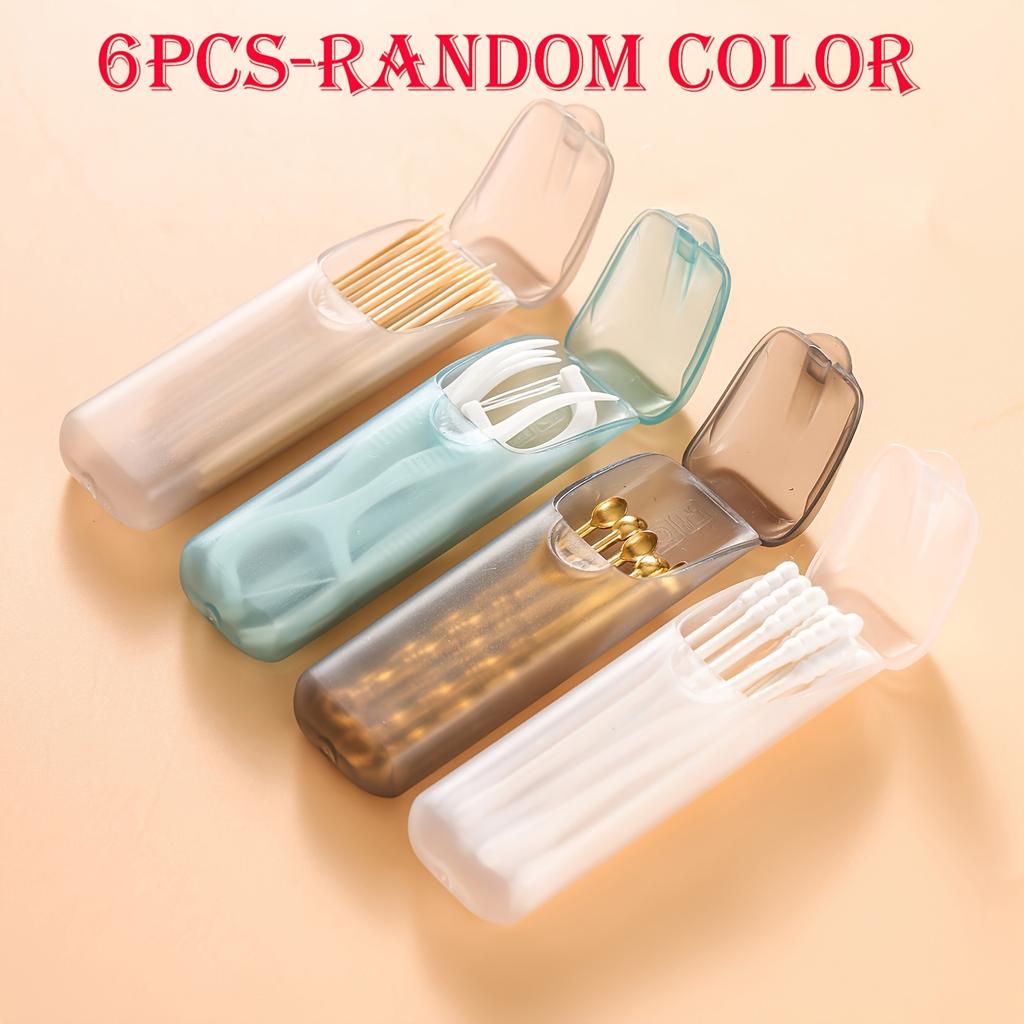 6pcs Portable Small Toothpick Storage Box, Hard Plastic Organizer, Portable Container, Camping Box, Lightweight,Toothpick Holder