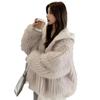 VAYLA Spring Winter Hairy Shaggy Soft Thick Warm Faux Fur Coat Women with Hood Fluffy Jacket Fake 2 Piece Clothes