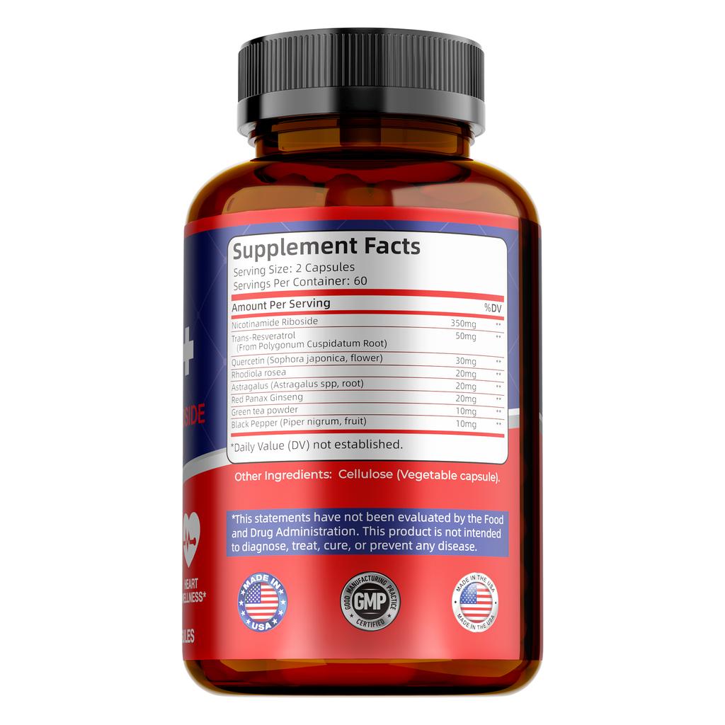 Buporai NAD+ Dietary Supplement, Contains Nicotinic Riboside and Resveratrol, Daily Nutritional Supplement