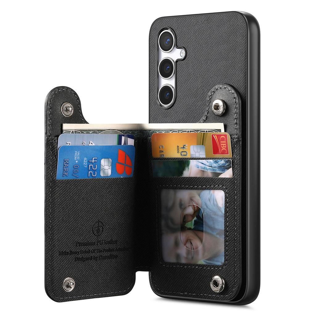For Samsung Galaxy S24 FE Case with Card Holder Kickstand Leather + TPU + PC Phone Cover