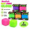 NeeDoh Glow Luminous Squish Ball Cube - Solid Color Squeeze Toy, 5 Colors Available