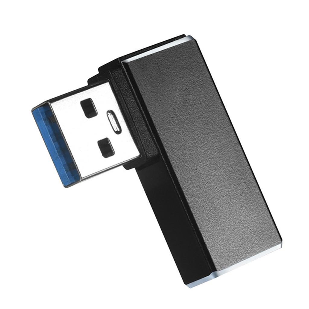 Portable USB Expansion Adapter USB 3.0 Right Angle Male To Female Converter Fast Data Transfer Rates Up To 5Gbps Black