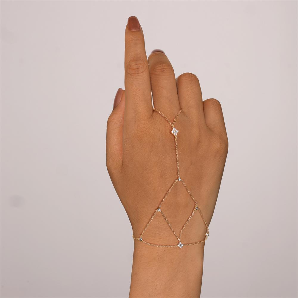 CANNER 925 Zilver Sprankelende Handketting Armbanden Voor Vrouwen INS Geometrische CZ Achtpuntige Ster Armbanden Fijne Sieraden