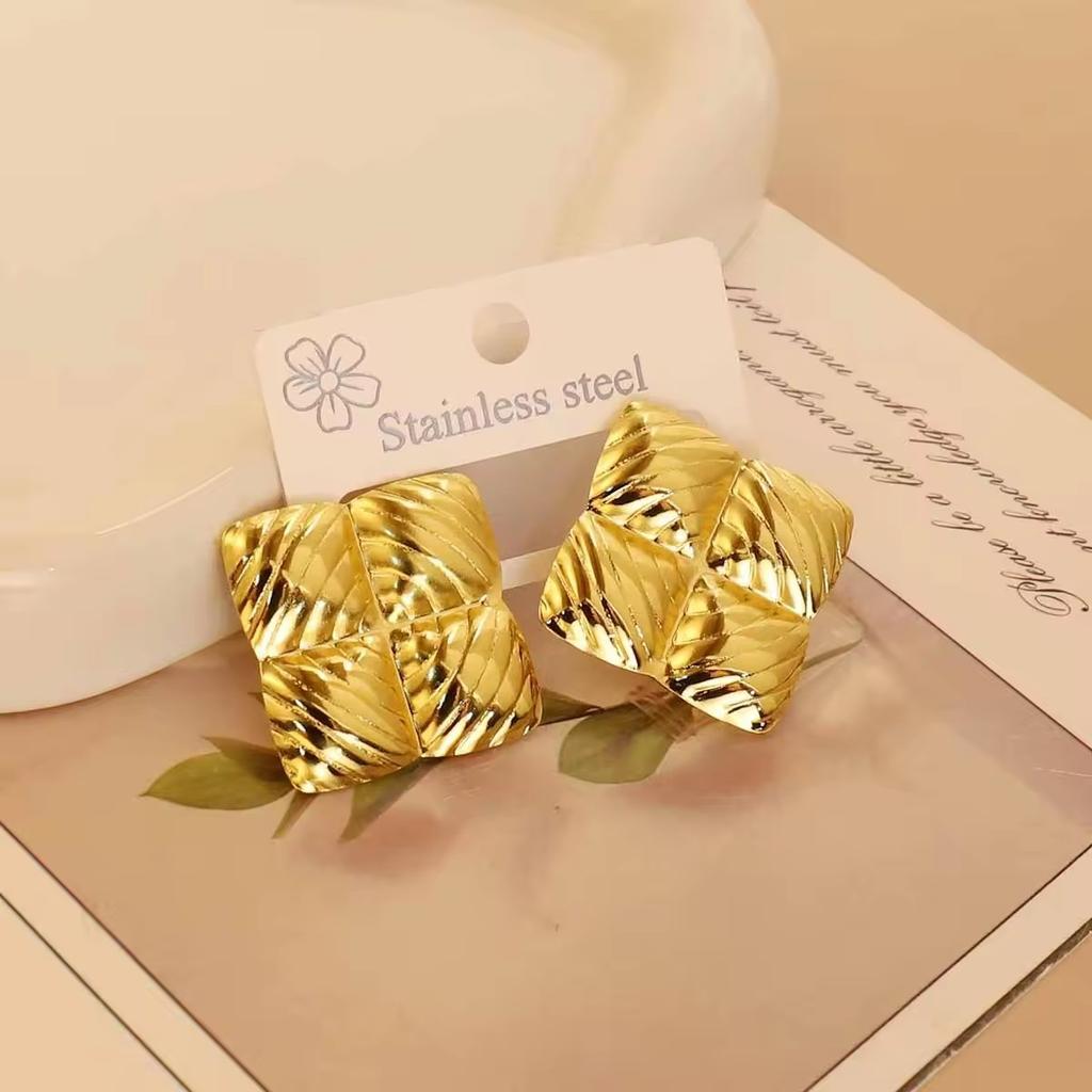 European American Trendy Cross-Border Punk Cold Wind Stainless Steel Earrings Geometric Irregular Drop Fashion Jewelry