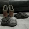 Fashion Men Winter Warm Slippers Fur Slippers Men Plush Slipper Cotton Shoes Non-slip Solid Color Home Indoor Casual Slippers Size 49 50