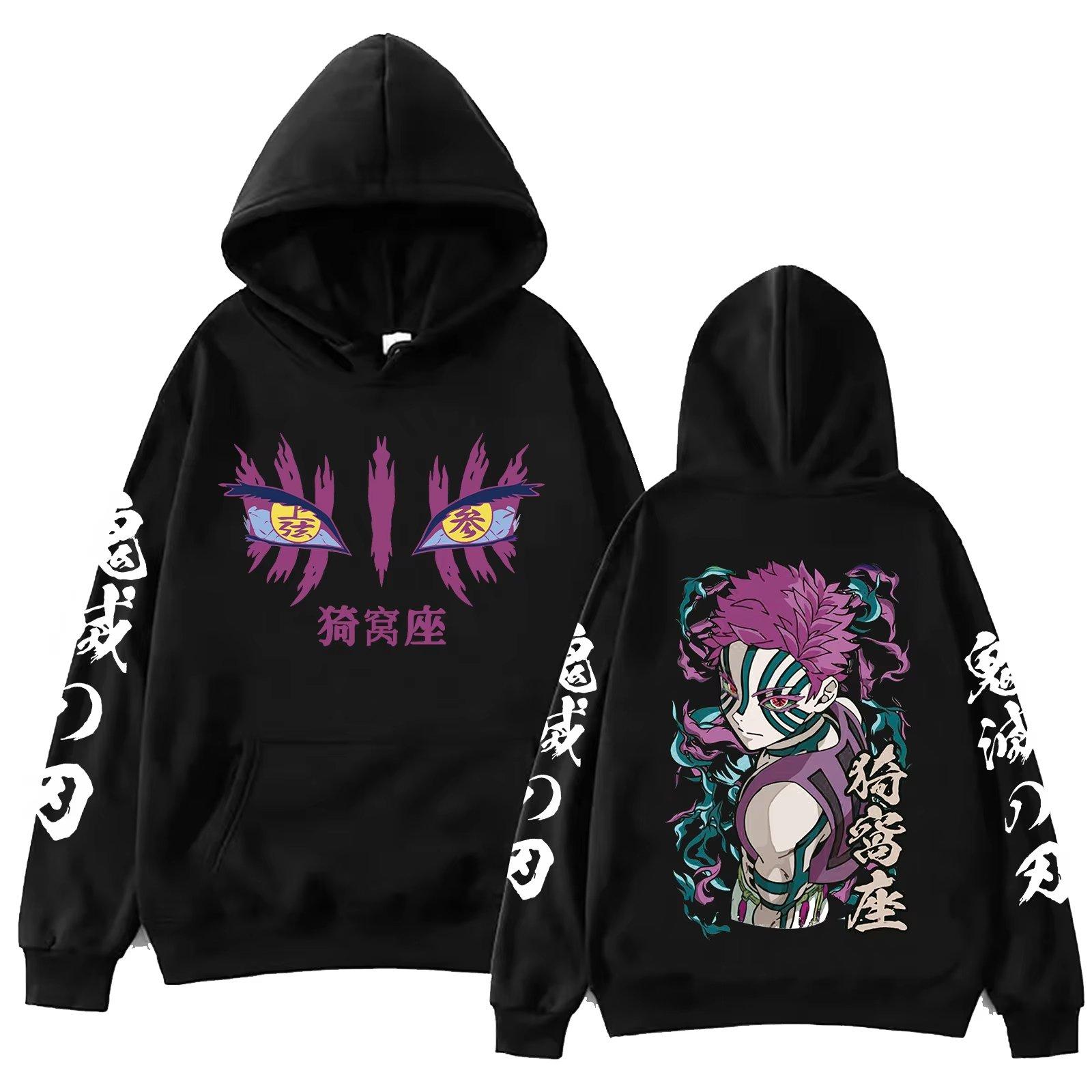 

Anime Demon Slayer Hoodies Men Women Pullover Sweatshirt Autumn Winter Harajuku Iwakiza Print Hooded Jacket Y2k Tops S