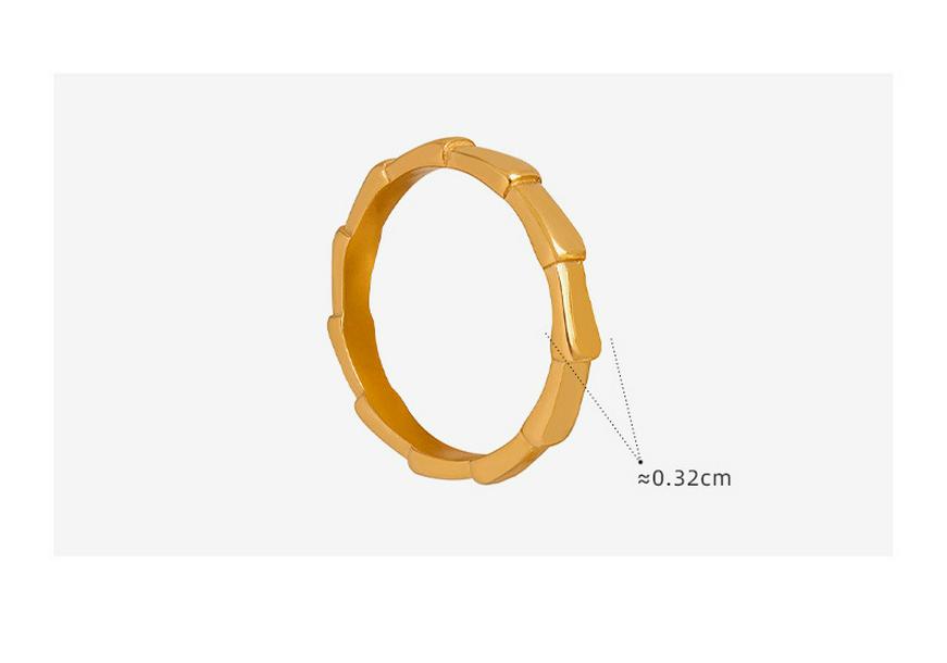 Hong Kong Retro Bamboo Titanium Steel 18K Gold Non-Fading Ring – Versatile Women's Summer Jewelry.