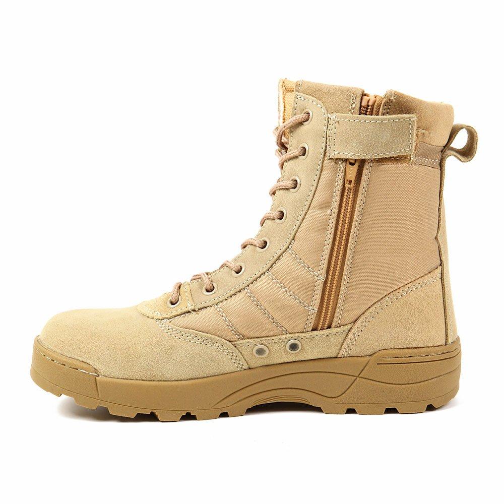 

R-STYLE Military-Style Tactical Boots for Airsoft, Supervised by YKK, Third Generation Side Zipper (Beige, 27-Point Measurement, 5-Centimeter)