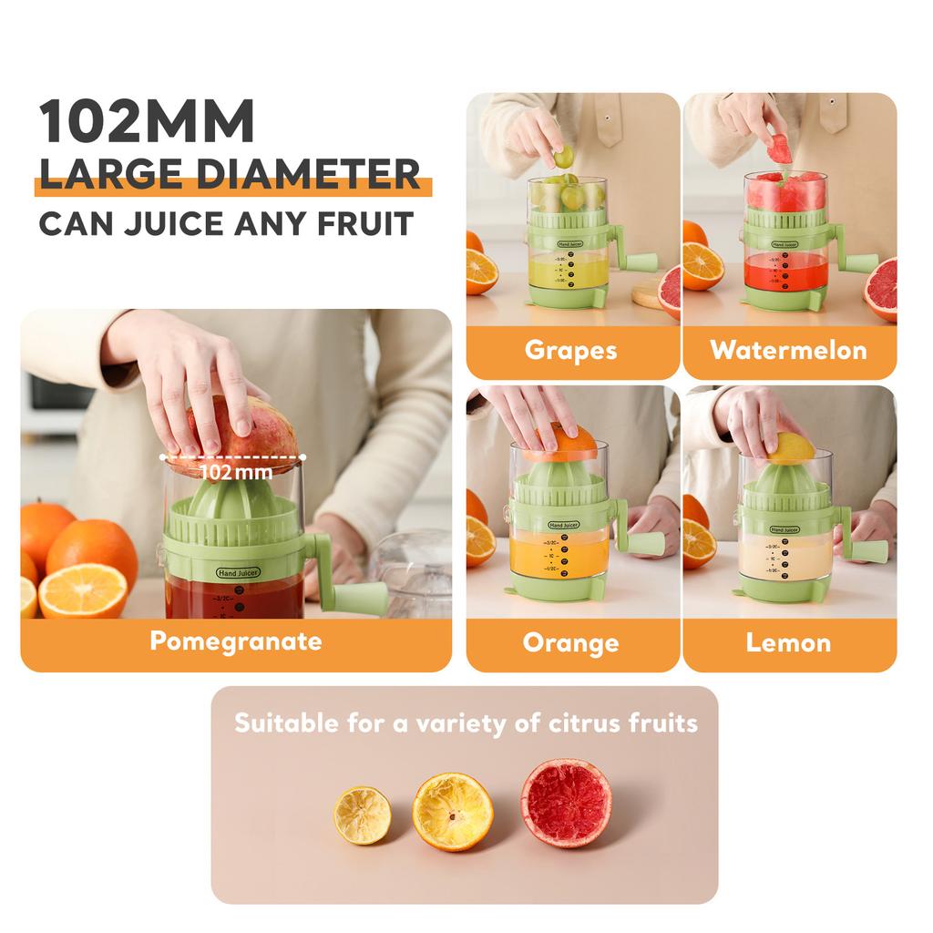 Manual Juicer with Lid Oranges Lemons Grapefruits Squeezer Tool Non Slip Suction Base Juices Extractor for Home Camping Travel Outdoor
