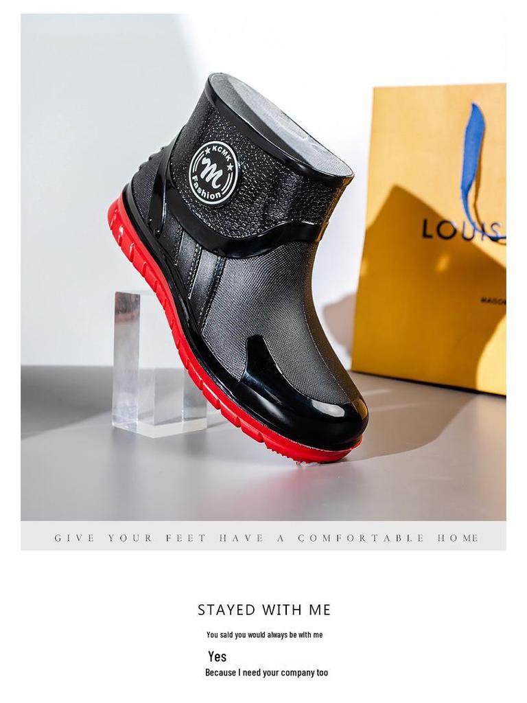 Botas de Lluvia Impermeables Antideslizantes para Hombre hasta el Tobillo con Forro de Terciopelo para Uso en Todas las Estaciones