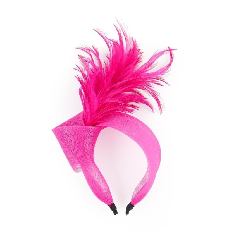 Elegant Feather Hairband with Tulle Bows Old Style Mesh Headband for Women Girls Wedding Party Photo Shoot Accessories