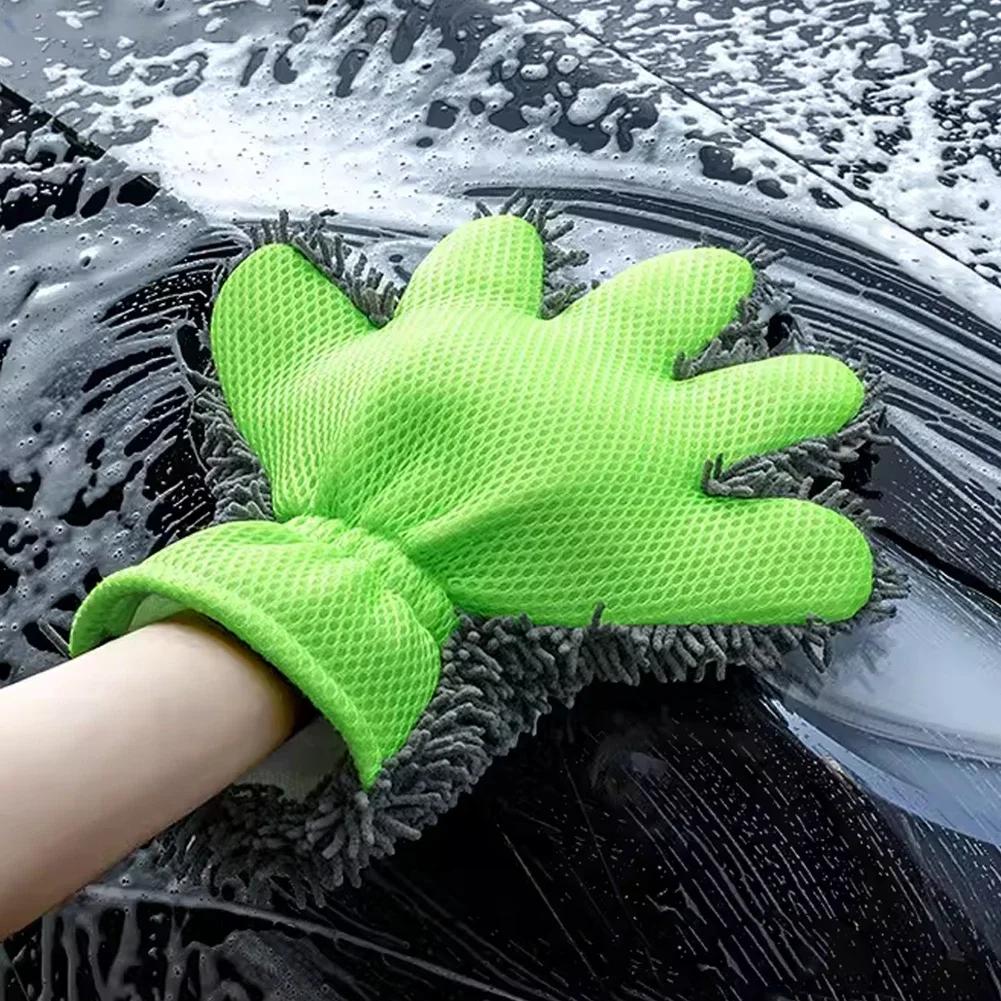 Mănuși Speciale Chenille pentru Spălarea Mașinii cu Două Fețe Coral Insect Mănuși de Curățare Auto Ursuleț de Pluș Instrumente Consumabile Curățare Auto