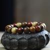 Retro Buddhist Bead Bracelet: Multi-Treasure Green & Purple Sandalwood, Single-Loop Unisex Jewelry