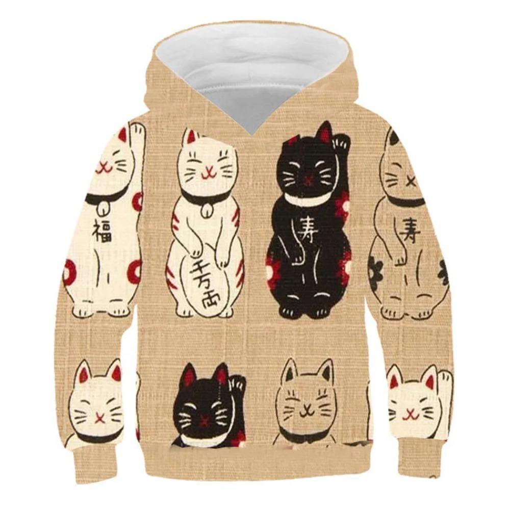 New Boys Girls 3d Animal Print Sweatshirt Kids Cartoon Wacky Fuzzy Cat Explore Space Galaxy Children Harajuku Hoodies Tops