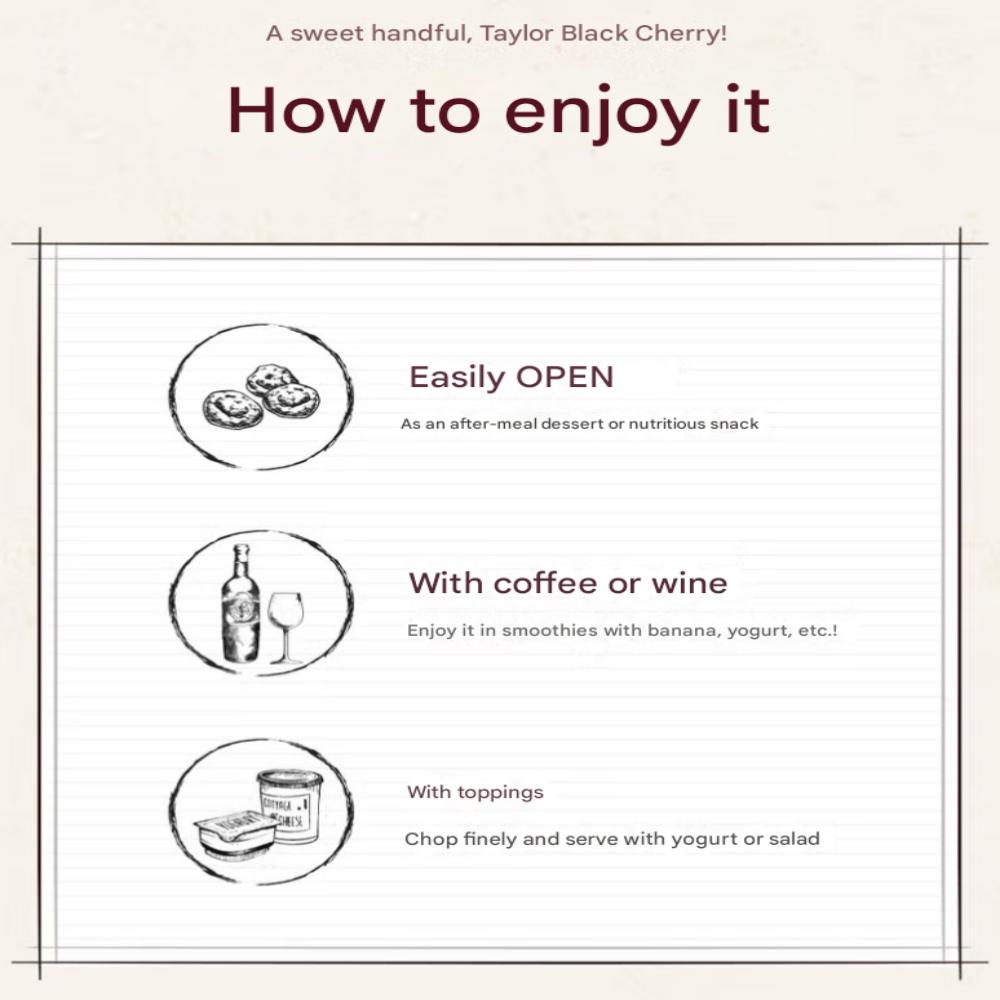 Taylor Farm's Dried Black Cherries 50g Premium Snack & Health Boost