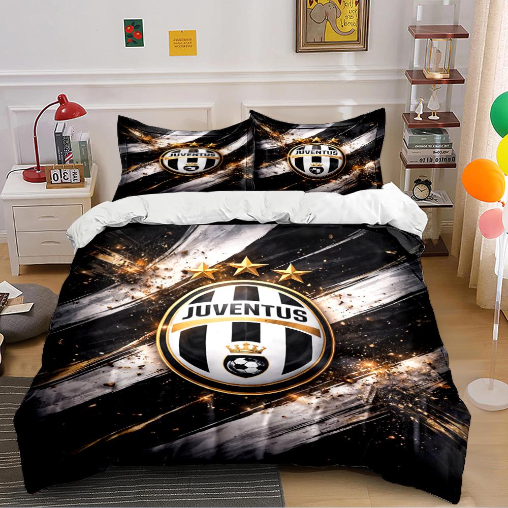 Zwart en Goud Juventus Beddengoed Beddengoed Dekbedovertrek Set Dekbedovertrek Kussenslopen Woondecoratie (1 * Dekbedovertrek 2 * Kussenslopen, zonder dekbedvulling)