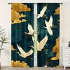Crane Auspicious Cloud Print Curtains Polyester Fabric Suitable Bedroom Living Room Decoration Made Of Machine Washable Great Window Treatment