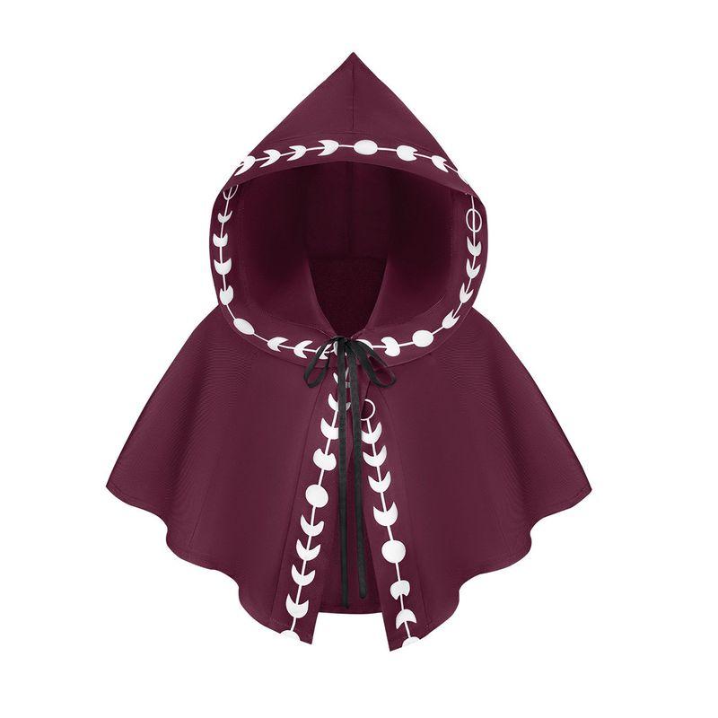 Halloween Medieval Printed Hooded Cloak Stage Cosplay Character Performance Costume Hooded Cloak.