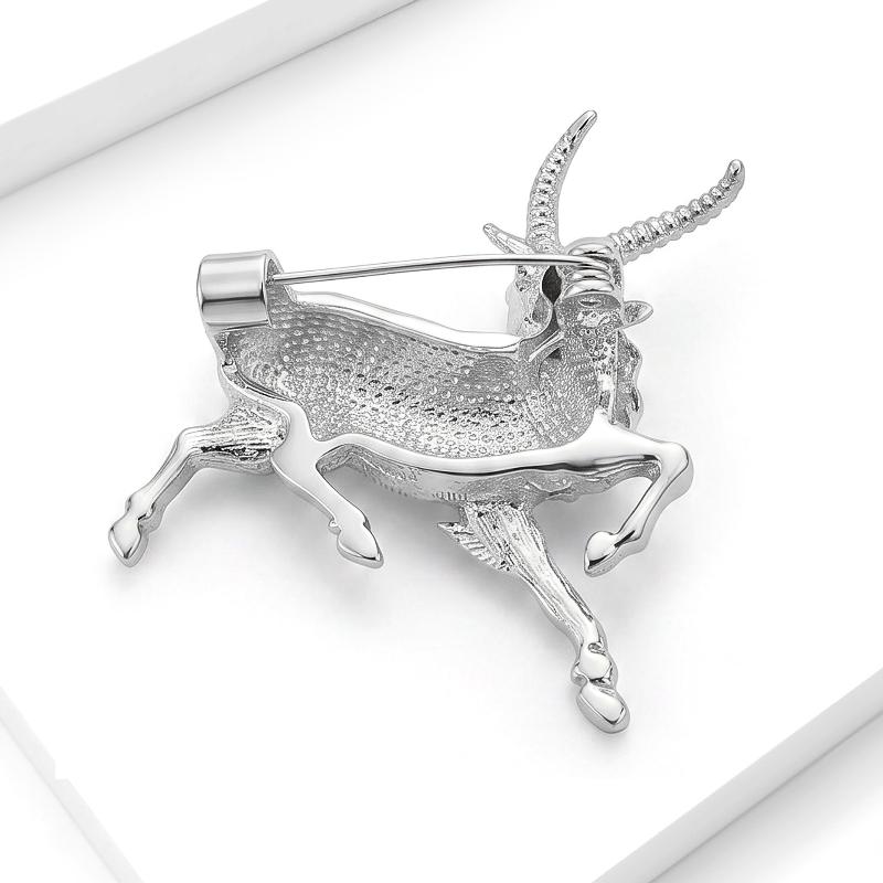 Luxury Glossy Antelope Brooches For Women Unisex Zodiac Animal Pins Casual Party Jewelry Accessories Gifts Decoration