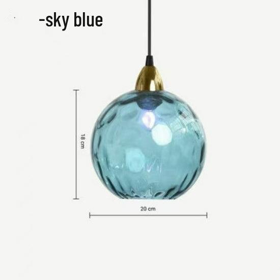 Nordic Minimalist Ripple Glass Pendant Light - Round Ball Design for Bedroom or Restaurant