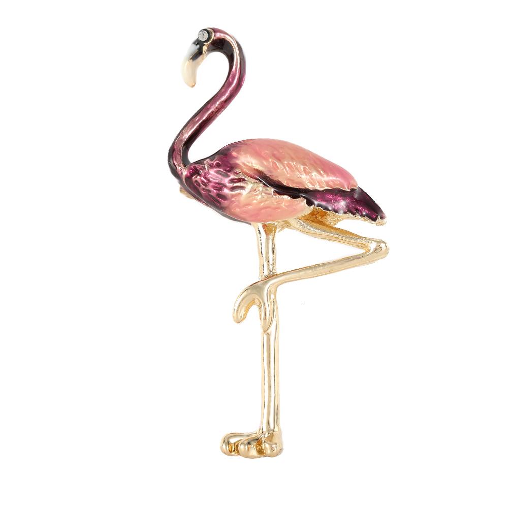 

Pretty Crane Shaped Enamel Brooches Golden Bird Lapel Pins Women Girls Formal Badge Clothes Jewelry Decoration Freeshipping