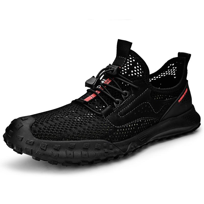 

Mesh shoes men s summer breathable men s shoes thin hollow breathable lightweight casual shoes soft sole non-slip Quanzhou sports shoes Leather shoe size (one size larger than sneakers) чёрный