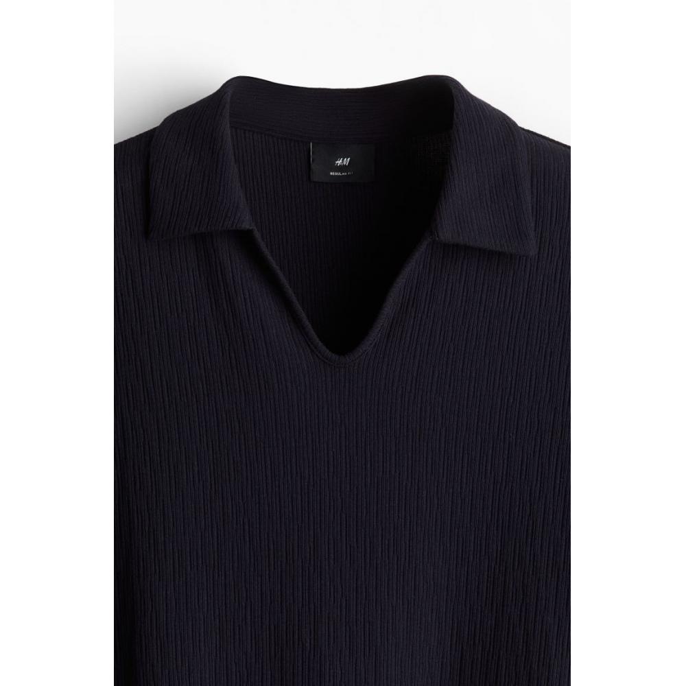 H M Collar T sHirT Regular fiT Navy Blue