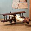 Retro Aircraft Handicraf Wooden Airplane Model,Vintage Biplane Model Desktop Decoration Photo Props