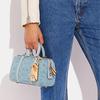New COACH Ruby Fabric With Cow Leather Boston Bag Shoulder Bag Crossbody Bag Handbag Small Size Women's Blue CJ832-LHPBU