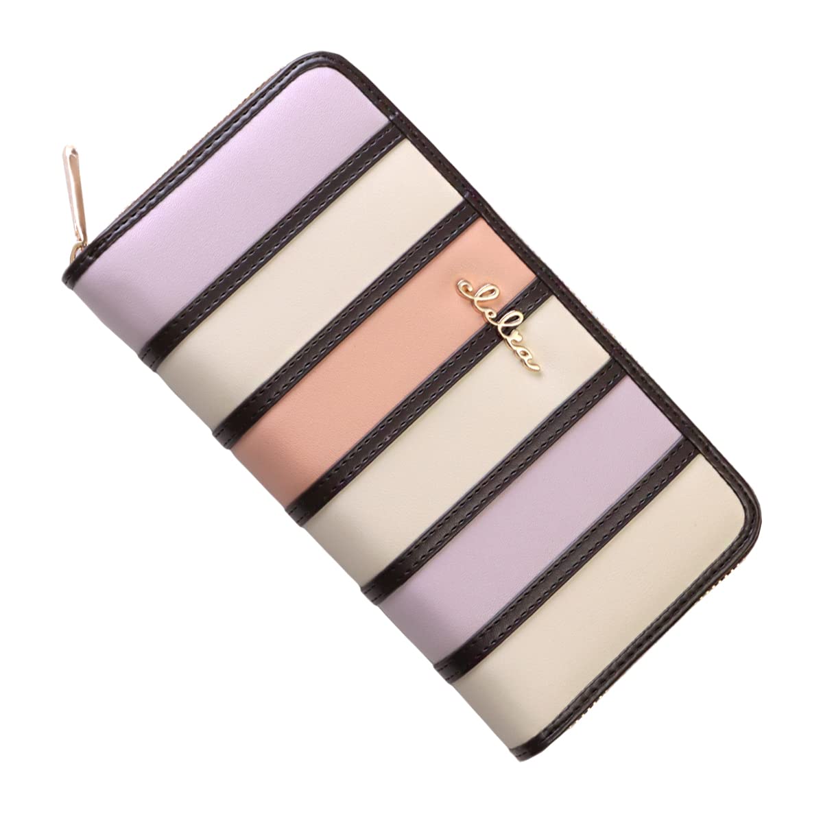 

Long Large Round Bellezza Series [Cleria] Women s Wallet, Wallet, Capacity, Striped, Zipper, Women s Wallet, [CL-11177] (Amethyst) аметист