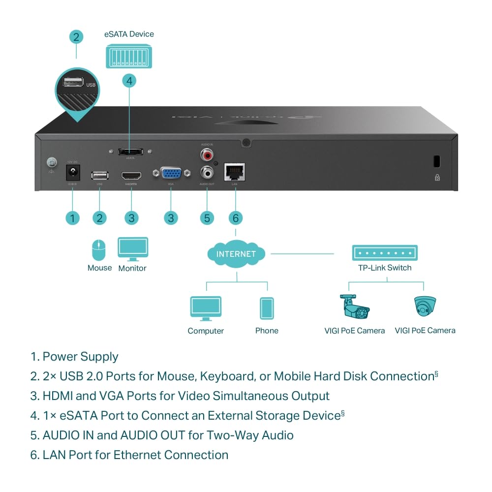VIGI 8MP Network Video Recorder TP-Link 16-Channel