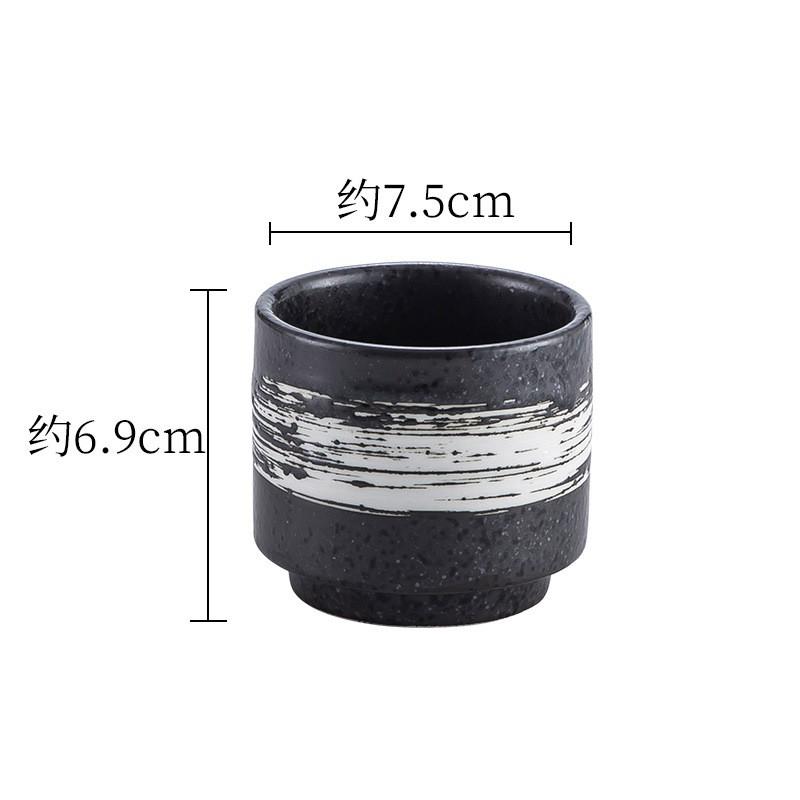 Japanese Style Ceramic Tea Cup Retro Stoneware Coffee Mug Stackable Handmade 200ml Round Single-Layer