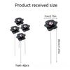 4Pcs/set Halloween Rose Flower Ground Pole Black Rose PVC Simulation Eyeball Flower DIY Garden Courtyard Halloween Decor Gifts