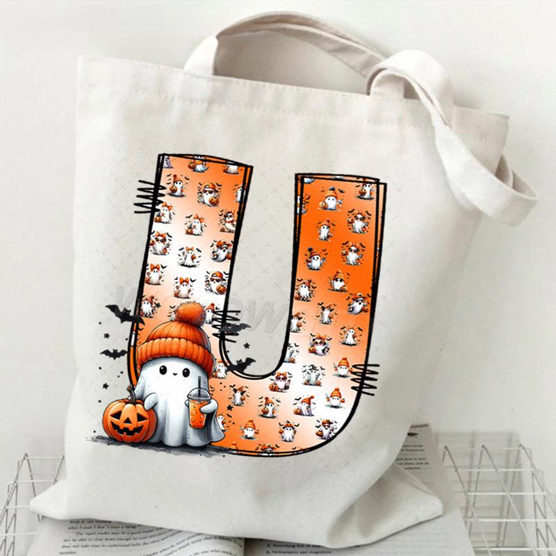 New Halloween 26 Letter Print Fashion Shoulder Bag Multi-function Portable Handbag Casual Versatile