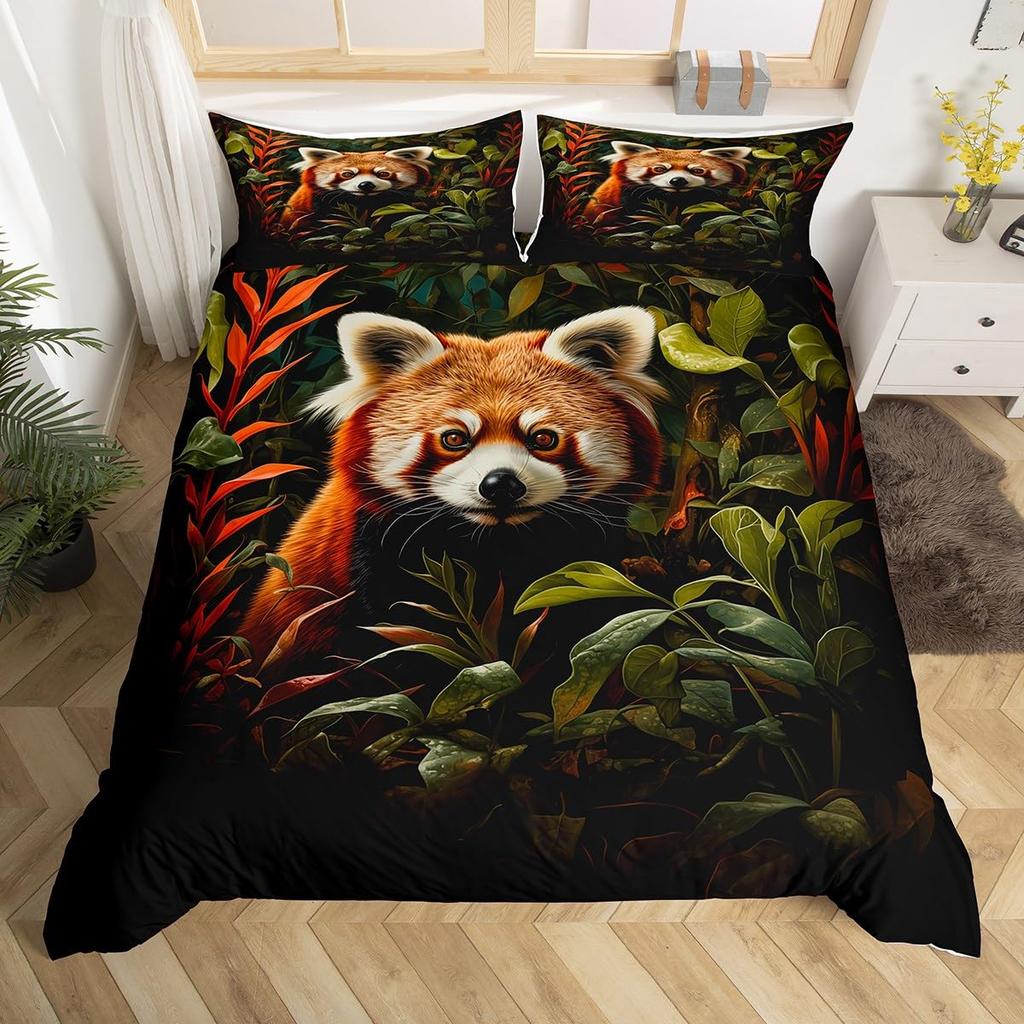 Cartoon Raccoon Bedding Set Cute Raccoon Duvet Cover For Kids Boys Girls Raccoon Lover Gift Wildlife Comforter Cover Twin Queen
