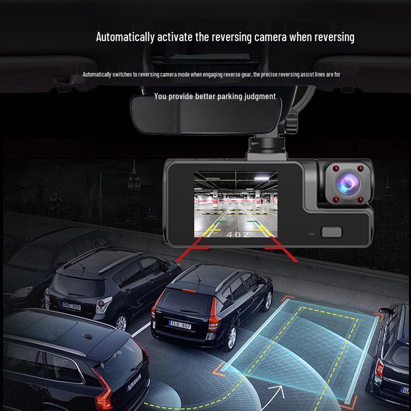 Wireless WiFi Dash Cam: HD Car Recorder with Mobile Phone Sync and Three-Way Video Capture