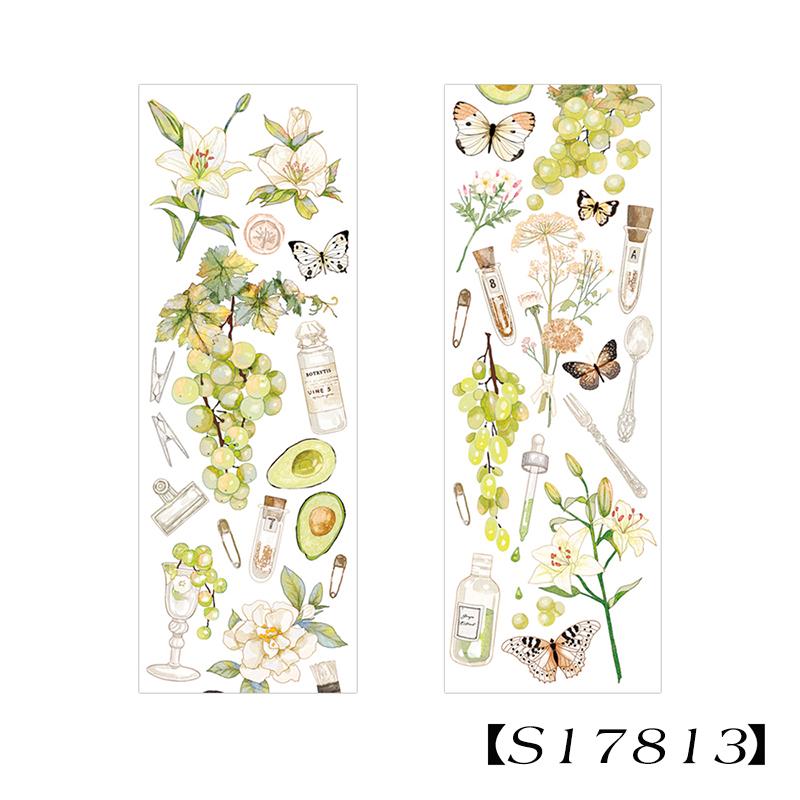 4 Styles 1Pcs/Bag Fresh Plants Long Strip Stickers Aesthetic Flowers Fruits Hand Account Decoration Stationery Stickers HMM