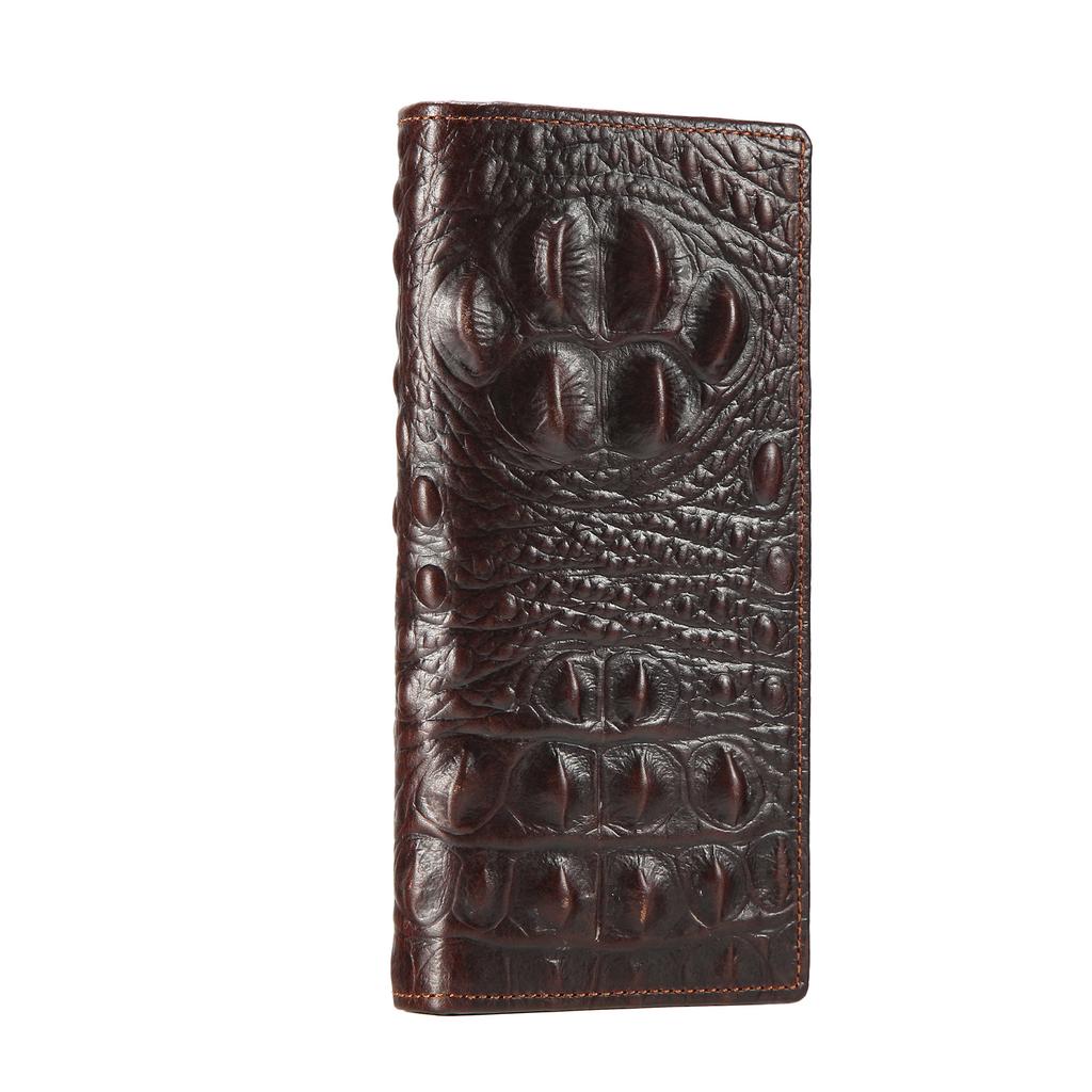 Luxury Crocodile Head Leather Long Bifold Wallet - Premium Multi-card slot Wallets for Men, Elegant Gift Wallet for Daily Use
