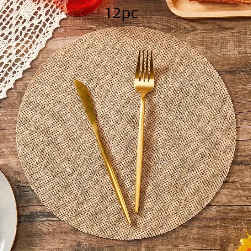 10/20 stk Runde Burlap Bordskåner Varmebestandig Jute Bordmatte Sirkel Rustikk Borddekorasjon Bryllupsmiddag Gårdshusforsyning
