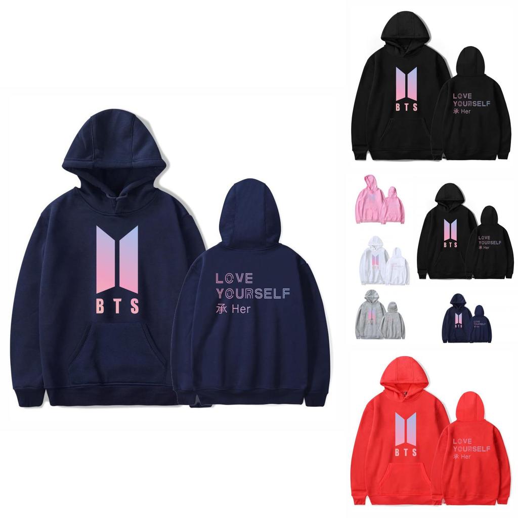 Bluza z kapturem Kpop Bts Bangtan Boys Love Yourself Her Bawełniana w stylu casual i sportowym