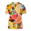 Candy 3D Printed Short Sleeved T-shirt Summer Breathable Polyester Simple Round Neck Top